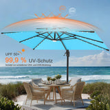 Patioslife Aegis Pro Ampelschirm – rechteckig, mit integrierter LED-Beleuchtung, Metall-Kreuzfuß & verstärktem Aluminiumgestell