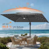 Patioslife Aegis Pro Ampelschirm – rechteckig, mit integrierter LED-Beleuchtung, Metall-Kreuzfuß & verstärktem Aluminiumgestell