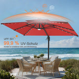 Patioslife Aegis Pro Ampelschirm – rechteckig, mit integrierter LED-Beleuchtung, Metall-Kreuzfuß & verstärktem Aluminiumgestell