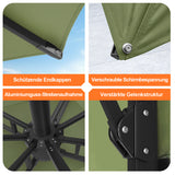 Patioslife Aegis Pro Ampelschirm -moderner Sonnenschirm mit Kreuzfuß und verstärktem Aluminiumgestell für Garten und Terrasse.
