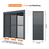 Patioslife Atlantic Series Pergola-Seitenwand aus Aluminium mit verstellbaren Lamellen – Sicht-, Sonnen- und Windschutz