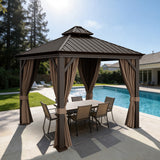 Patioslife Haven Pergola – Aluminium, Doppelbelüftung & Entwässerung – Elegantes Design mit Vorhängen für Terrasse