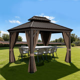 Patioslife Haven Aluminium-Pavillon – Hartdach, Entwässerung & Doppelbelüftung – Mit Vorhängen, Luxus-Garten-Pergola