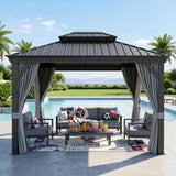 Patioslife Haven Aluminium-Pavillon – Hartdach, Entwässerung & Doppelbelüftung – Mit Vorhängen, Luxus-Garten-Pergola