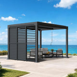 Patioslife Atlantic Series Pergola-Seitenwand aus Aluminium mit verstellbaren Lamellen – Sicht-, Sonnen- und Windschutz