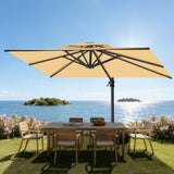 Patioslife Aegis Pro Ampelschirm -moderner Sonnenschirm mit Kreuzfuß und verstärktem Aluminiumgestell für Garten und Terrasse.
