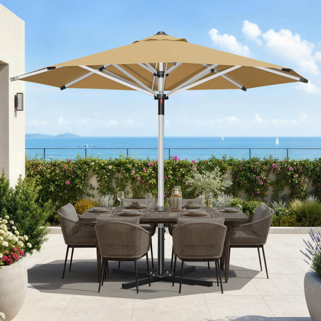 Patioslife Sonnenschirm – quadratisch & rund | Robuster Aluminiummast, doppelt belüftetes Schirmdach | 2,7 m, 3 m & 3,35 m