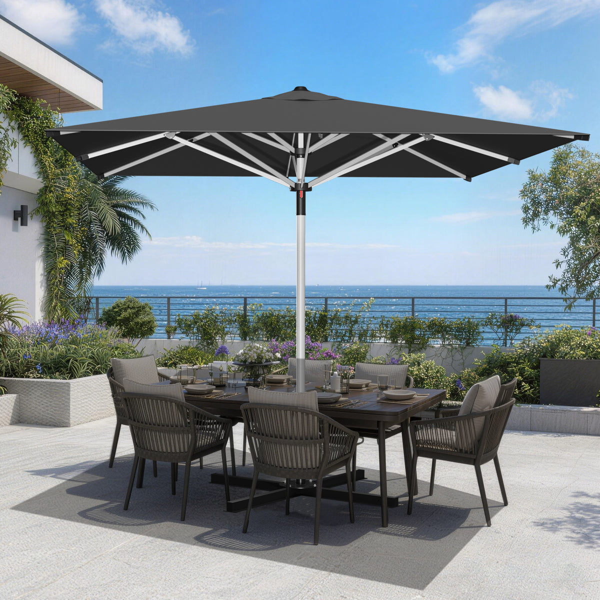 Patioslife Sonnenschirm – quadratisch & rund | Robuster Aluminiummast, doppelt belüftetes Schirmdach | 2,7 m, 3 m & 3,35 m