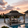 Patioslife Haven Pergola – Aluminium, Doppelbelüftung & Entwässerung – Elegantes Design mit Vorhängen für Terrasse