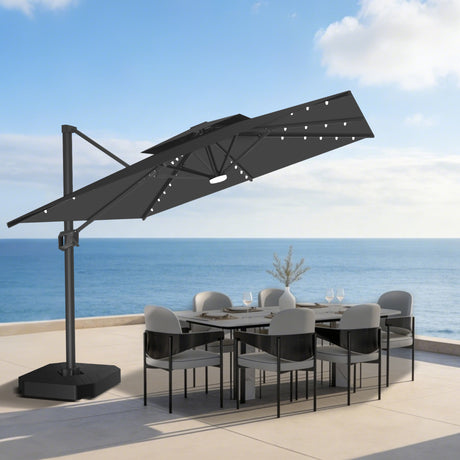 Patioslife Aegis Pro Ampelschirm mit LED-Beleuchtung – verstärkte, pulverbeschichtete Aluminiumkonstruktion für Garten und Terrasse