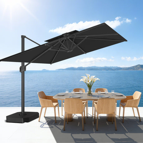 Patioslife Aegis Pro™ Ampelschirm mit Kreuzfuß – pulverbeschichtete Aluminiumkonstruktion für Garten und Terrasse