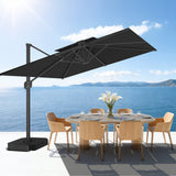 Patioslife Aegis Pro Ampelschirm -moderner Sonnenschirm mit Kreuzfuß und verstärktem Aluminiumgestell für Garten und Terrasse.