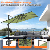 Patioslife Aegis Pro Ampelschirm -moderner Sonnenschirm mit Kreuzfuß und verstärktem Aluminiumgestell für Garten und Terrasse.