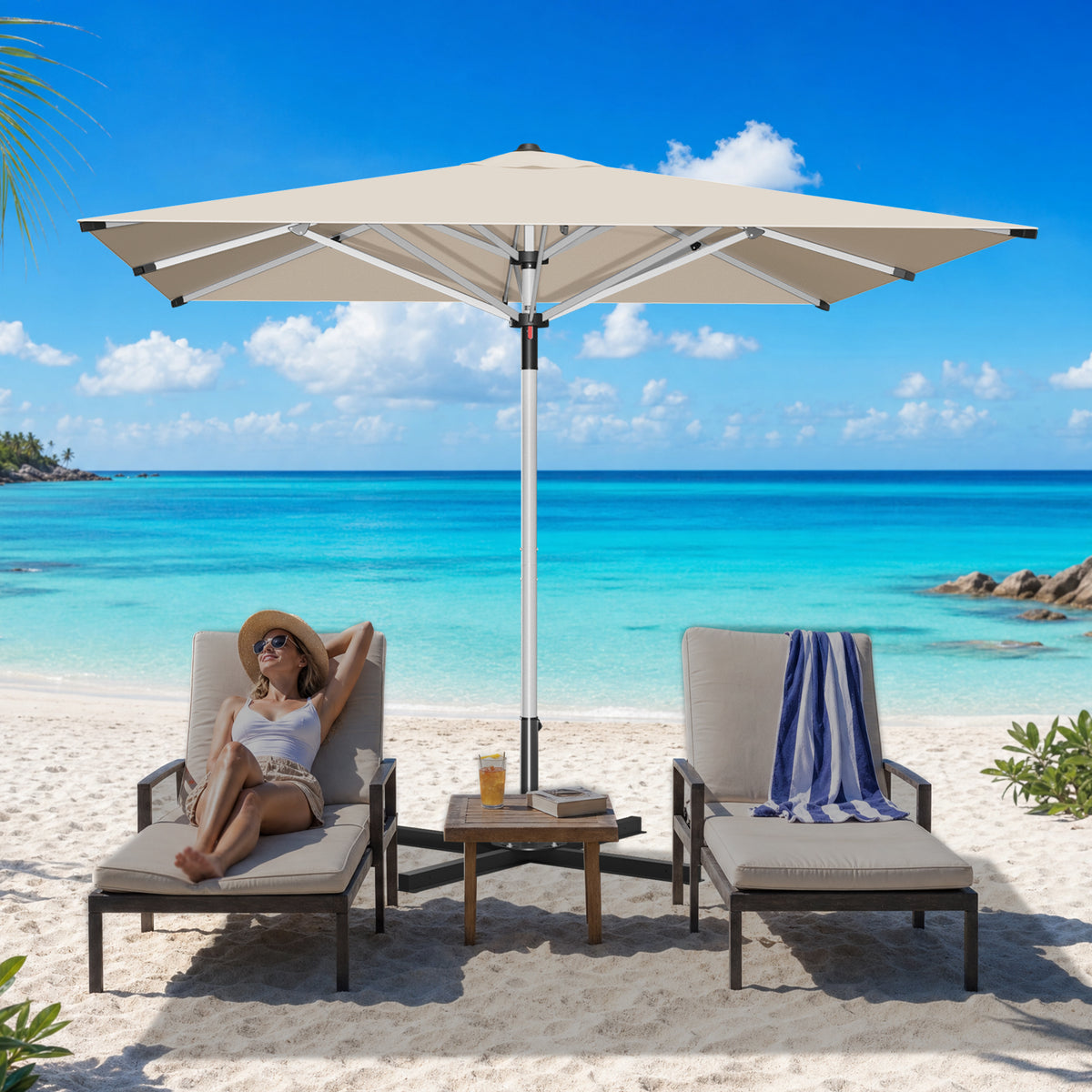 Patioslife Sonnenschirm – quadratisch & rund | Robuster Aluminiummast, doppelt belüftetes Schirmdach | 2,7 m, 3 m & 3,35 m
