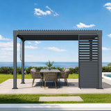 Patioslife Atlantic Series Pergola-Seitenwand aus Aluminium mit verstellbaren Lamellen – Sicht-, Sonnen- und Windschutz