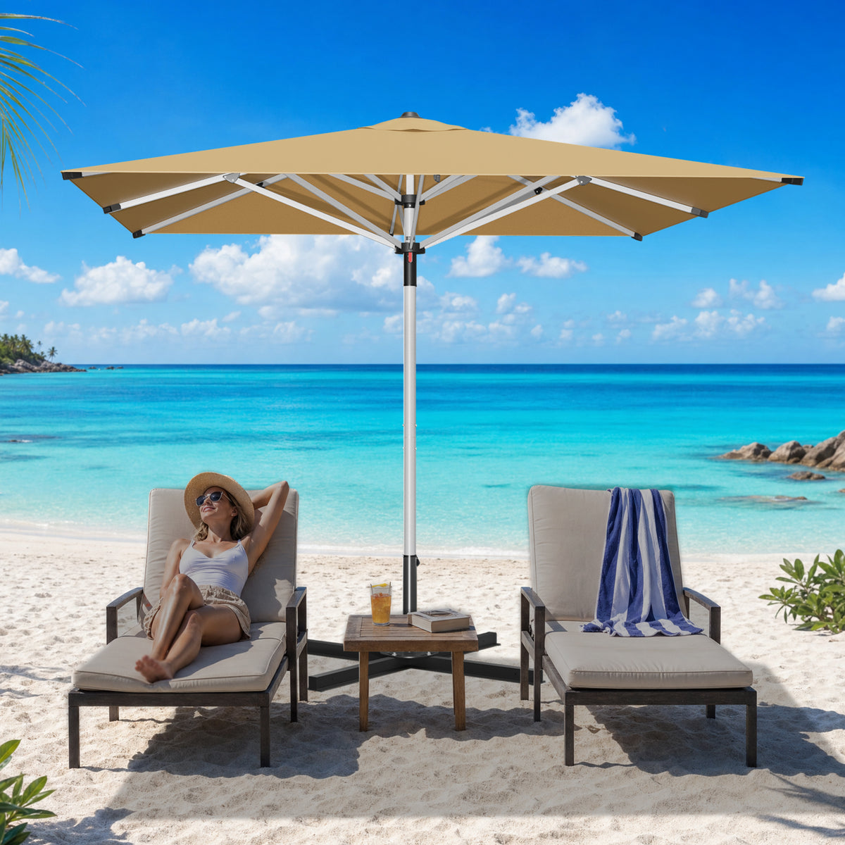 Patioslife Sonnenschirm – quadratisch & rund | Robuster Aluminiummast, doppelt belüftetes Schirmdach | 2,7 m, 3 m & 3,35 m