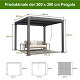 Patioslife Atlantic Aluminium-Lamellenpergola – freistehende Pergola mit verstellbarem Lamellendach