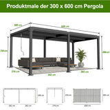 Patioslife Atlantic Aluminium-Lamellenpergola – freistehende Pergola mit verstellbarem Lamellendach