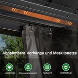 Patioslife Haven Pergola – Aluminium, Doppelbelüftung & Entwässerung – Elegantes Design mit Vorhängen für Terrasse