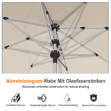 Patioslife Sonnenschirm – quadratisch & rund | Robuster Aluminiummast, doppelt belüftetes Schirmdach | 2,7 m, 3 m & 3,35 m