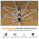 Patioslife Sonnenschirm – quadratisch & rund | Robuster Aluminiummast, doppelt belüftetes Schirmdach | 2,7 m, 3 m & 3,35 m