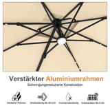 Patioslife Aegis Pro Ampelschirm mit LED-Beleuchtung – verstärkte, pulverbeschichtete Aluminiumkonstruktion für Garten und Terrasse