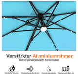 Patioslife Aegis Pro Ampelschirm mit LED-Beleuchtung – verstärkte, pulverbeschichtete Aluminiumkonstruktion für Garten und Terrasse