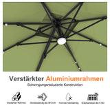 Patioslife Aegis Pro Ampelschirm mit LED-Beleuchtung – verstärkte, pulverbeschichtete Aluminiumkonstruktion für Garten und Terrasse