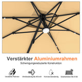 Patioslife Aegis Pro Ampelschirm mit LED-Beleuchtung – verstärkte, pulverbeschichtete Aluminiumkonstruktion für Garten und Terrasse