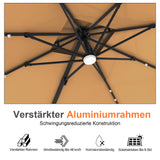 Patioslife Aegis Pro Ampelschirm mit LED-Beleuchtung – verstärkte, pulverbeschichtete Aluminiumkonstruktion für Garten und Terrasse