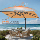 Patioslife Aegis Pro Ampelschirm -moderner Sonnenschirm mit Kreuzfuß und verstärktem Aluminiumgestell für Garten und Terrasse.