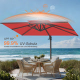 Patioslife Aegis Pro Ampelschirm -moderner Sonnenschirm mit Kreuzfuß und verstärktem Aluminiumgestell für Garten und Terrasse.