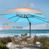 Patioslife Aegis Pro Ampelschirm mit LED-Beleuchtung – verstärkte, pulverbeschichtete Aluminiumkonstruktion für Garten und Terrasse