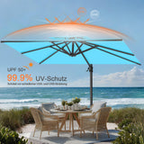 Patioslife Aegis Pro Ampelschirm -moderner Sonnenschirm mit Kreuzfuß und verstärktem Aluminiumgestell für Garten und Terrasse.