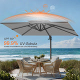 Patioslife Aegis Pro Ampelschirm -moderner Sonnenschirm mit Kreuzfuß und verstärktem Aluminiumgestell für Garten und Terrasse.
