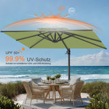 Patioslife Aegis Pro Ampelschirm -moderner Sonnenschirm mit Kreuzfuß und verstärktem Aluminiumgestell für Garten und Terrasse.