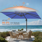 Patioslife Aegis Pro Ampelschirm -moderner Sonnenschirm mit Kreuzfuß und verstärktem Aluminiumgestell für Garten und Terrasse.