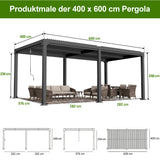 Patioslife Atlantic Aluminium-Lamellenpergola – freistehende Pergola mit verstellbarem Lamellendach