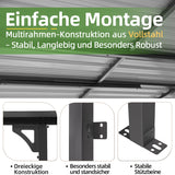 Patioslife Haven™ Hardtop-Pavillon aus Aluminium – wandmontiert mit festem Dach, für Garten und Terrasse