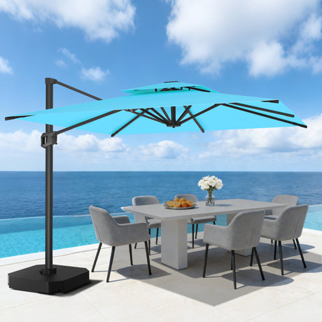 Patioslife Aegis Pro™ Ampelschirm mit Kreuzfuß – pulverbeschichtete Aluminiumkonstruktion für Garten und Terrasse