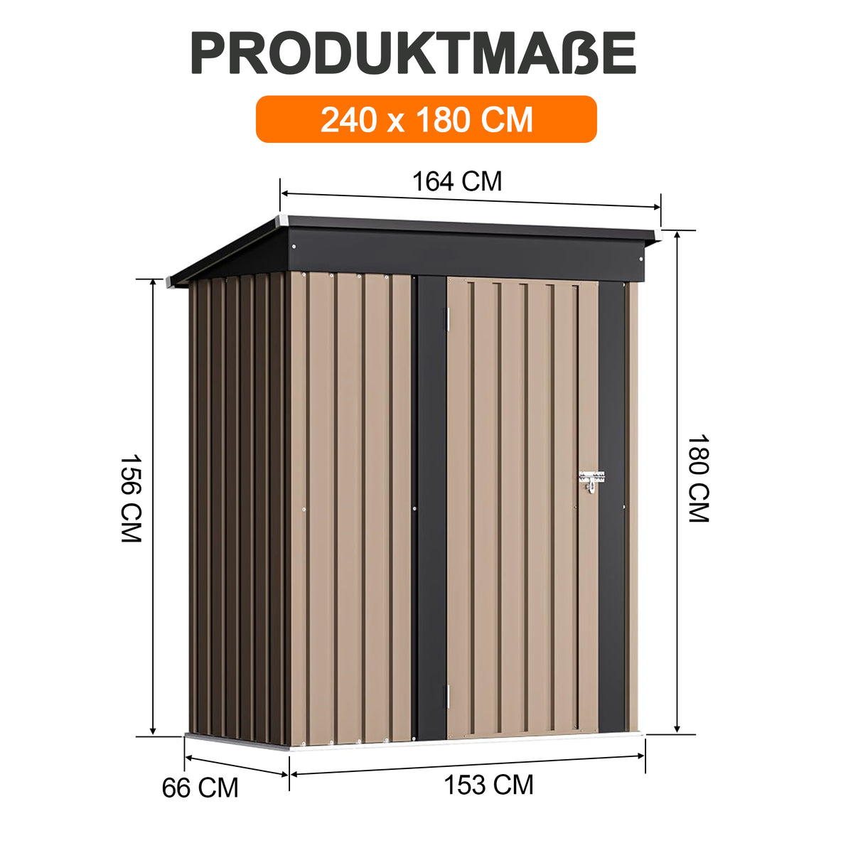 Patioslife Metallgerätehaus mit Satteldach aus verzinktem Stahlblech – wetterfester Geräteschuppen für Gartengeräte