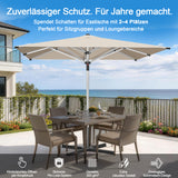 Patioslife Sonnenschirm – quadratisch & rund | Robuster Aluminiummast, doppelt belüftetes Schirmdach | 2,7 m, 3 m & 3,35 m