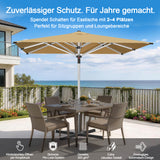 Patioslife Sonnenschirm – quadratisch & rund | Robuster Aluminiummast, doppelt belüftetes Schirmdach | 2,7 m, 3 m & 3,35 m