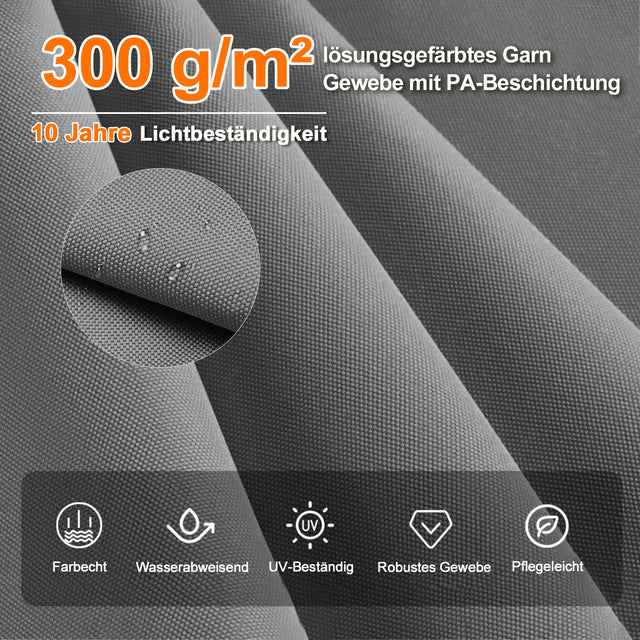 Patioslife Aegis Premium Ampelschirm mit integrierter LED-Beleuchtung, Fiberglasstreben, pulverbeschichtetem Aluminiumgestell und Schutzhülle