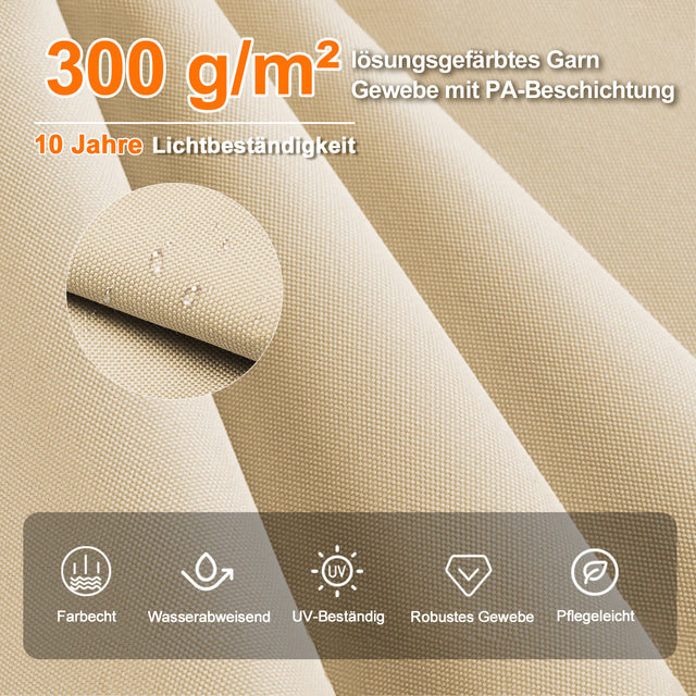 Patioslife Aegis Premium Ampelschirm mit integrierter LED-Beleuchtung, Fiberglasstreben, pulverbeschichtetem Aluminiumgestell und Schutzhülle