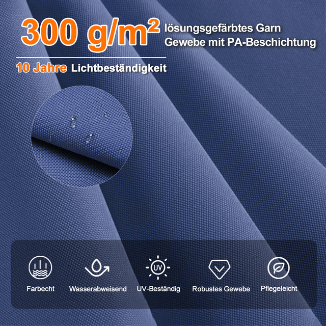 Patioslife Aegis Premium Ampelschirm mit integrierter LED-Beleuchtung, Fiberglasstreben, pulverbeschichtetem Aluminiumgestell und Schutzhülle