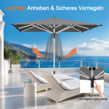 Patioslife Sonnenschirm – quadratisch & rund | Robuster Aluminiummast, doppelt belüftetes Schirmdach | 2,7 m, 3 m & 3,35 m