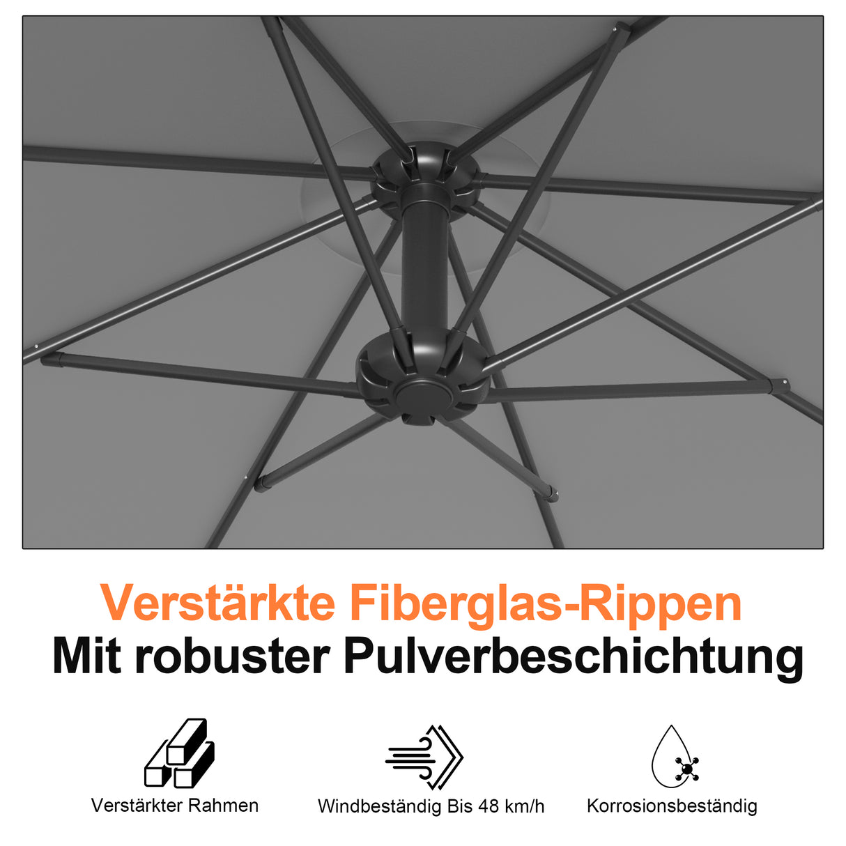 Patioslife Ampelschirm 3,0 m mit Standfuß – Stabiler Premium-Sonnenschirm für Terrasse, Garten & Lounge