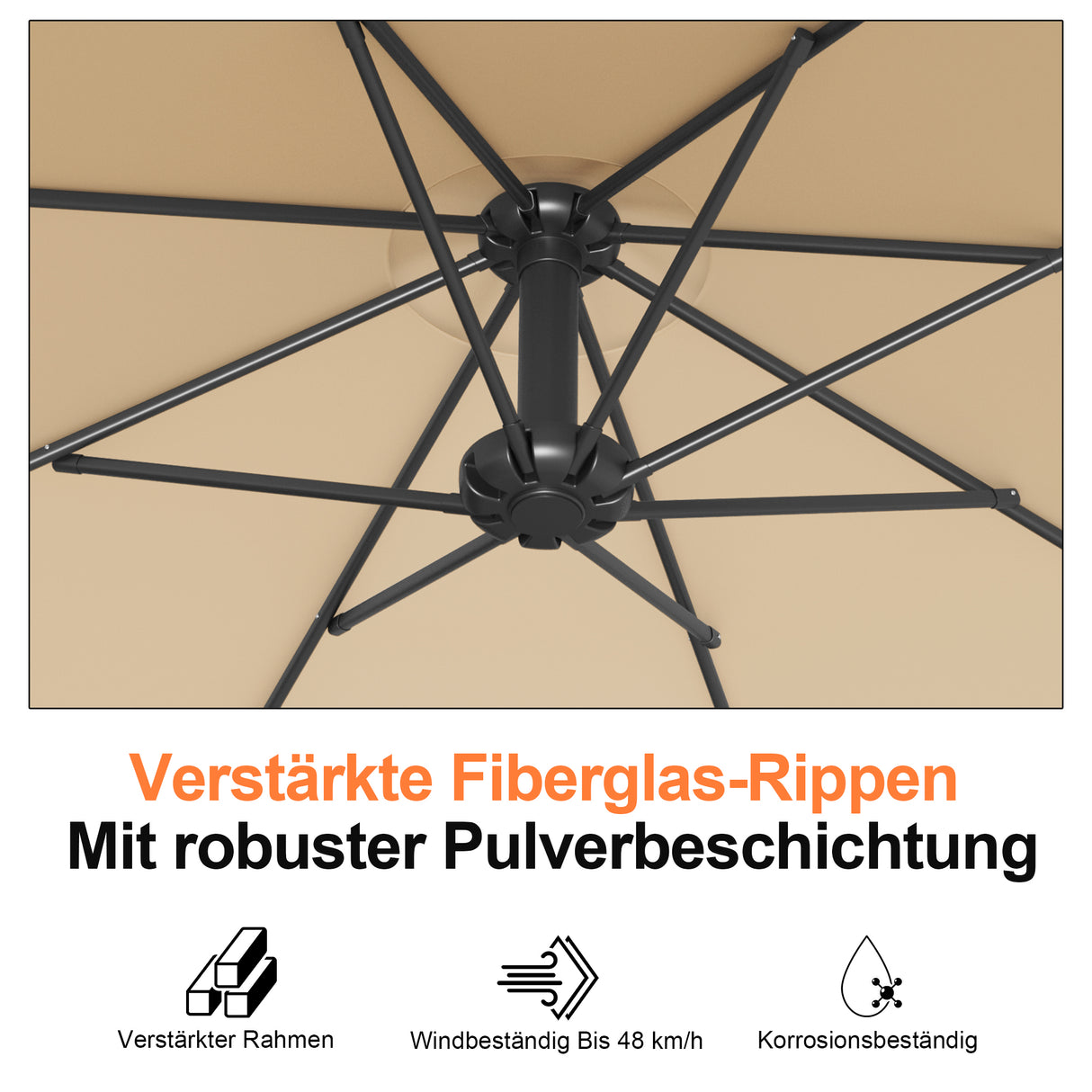Patioslife Ampelschirm 3,0 m mit Standfuß – Stabiler Premium-Sonnenschirm für Terrasse, Garten & Lounge
