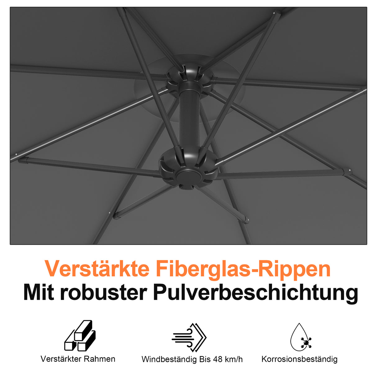 Patioslife Ampelschirm 3,0 m mit Standfuß – Stabiler Premium-Sonnenschirm für Terrasse, Garten & Lounge